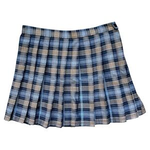 Black, Gray & Orange Academia Plaid Pleated Skirt